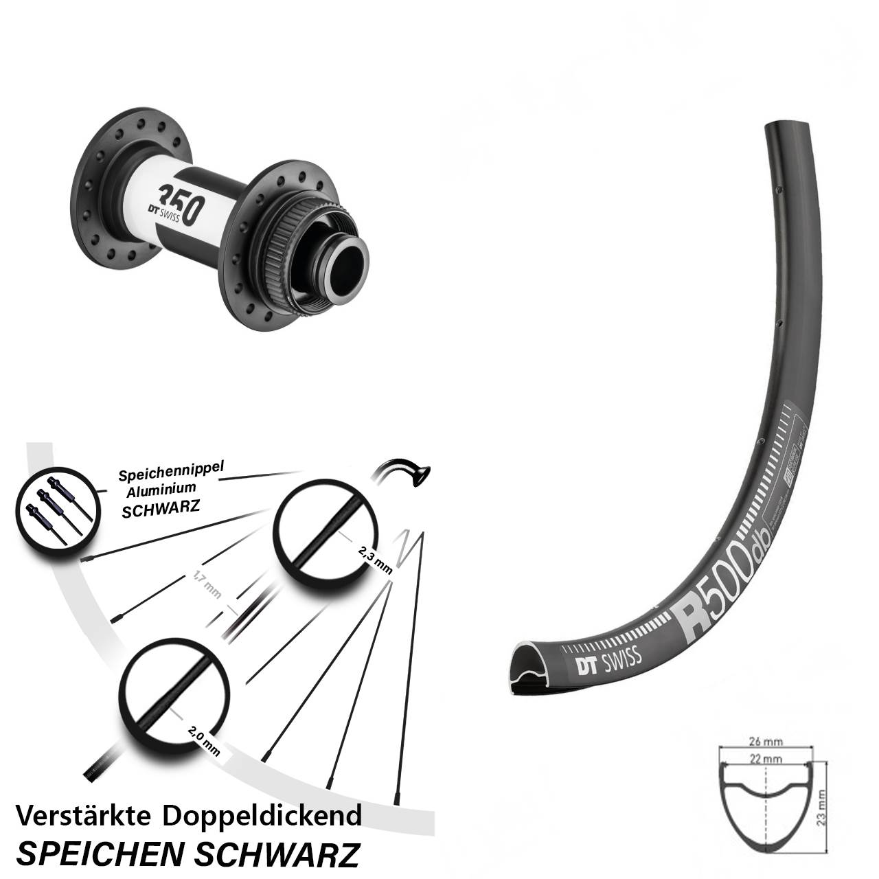 Disc Vorderrad 28 Zoll DT Swiss R 500-350 15x100
