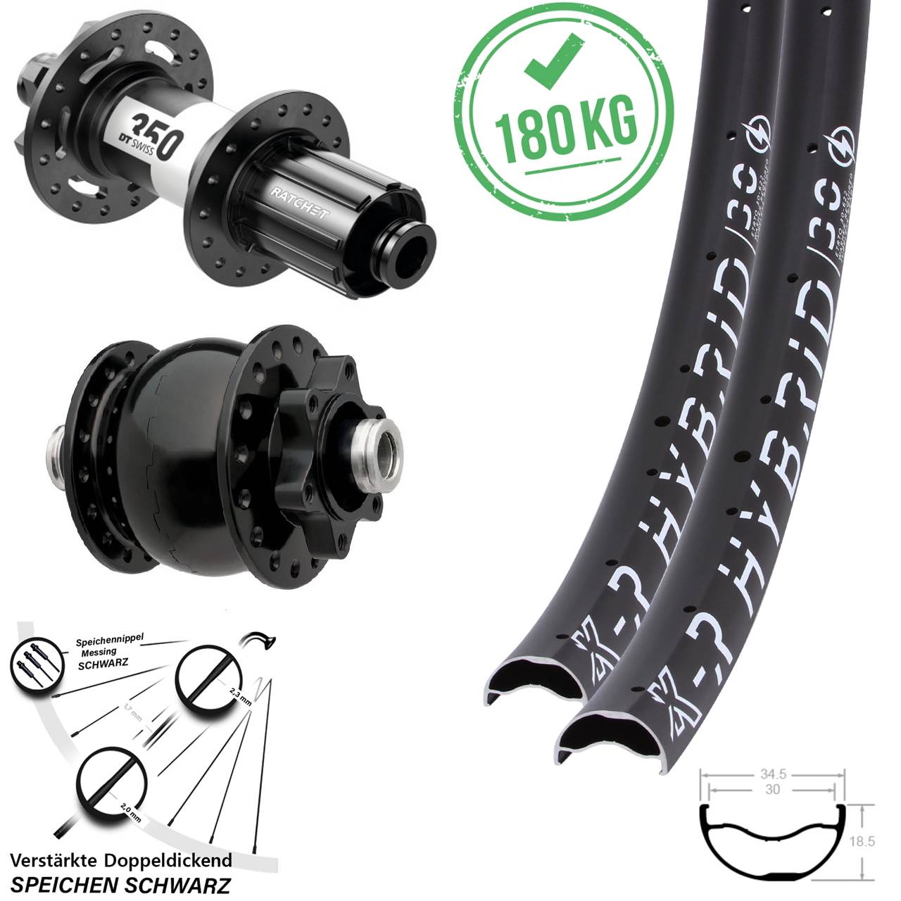 6-Loch Laufradsatz 12x100/142 29 Zoll KX-R Hybrid 30 DT Swiss 350 SON 28 8-11 fach HG