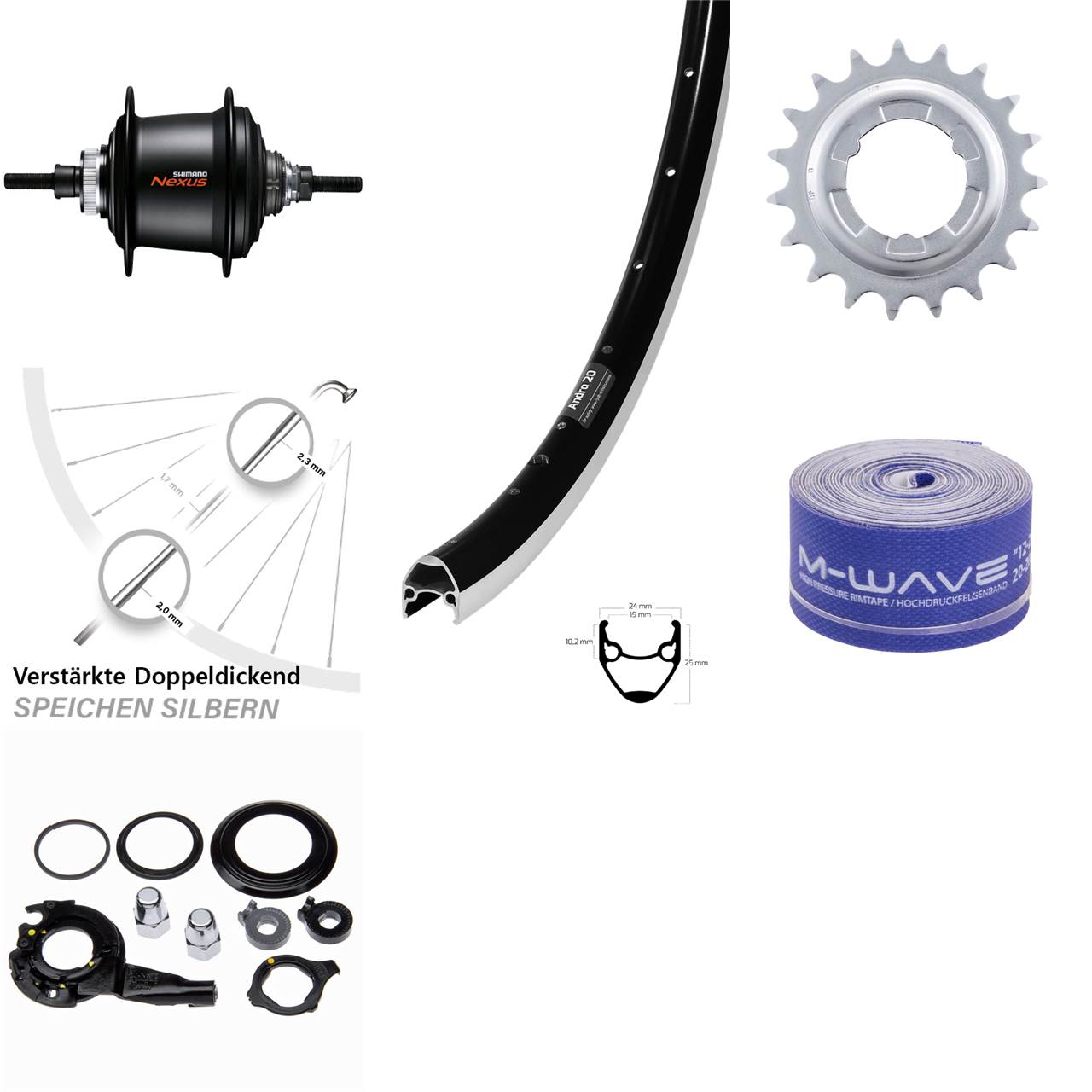 28 Zoll Ryde Andra 20 Hinterrad Shimano Nexus 7 Gang