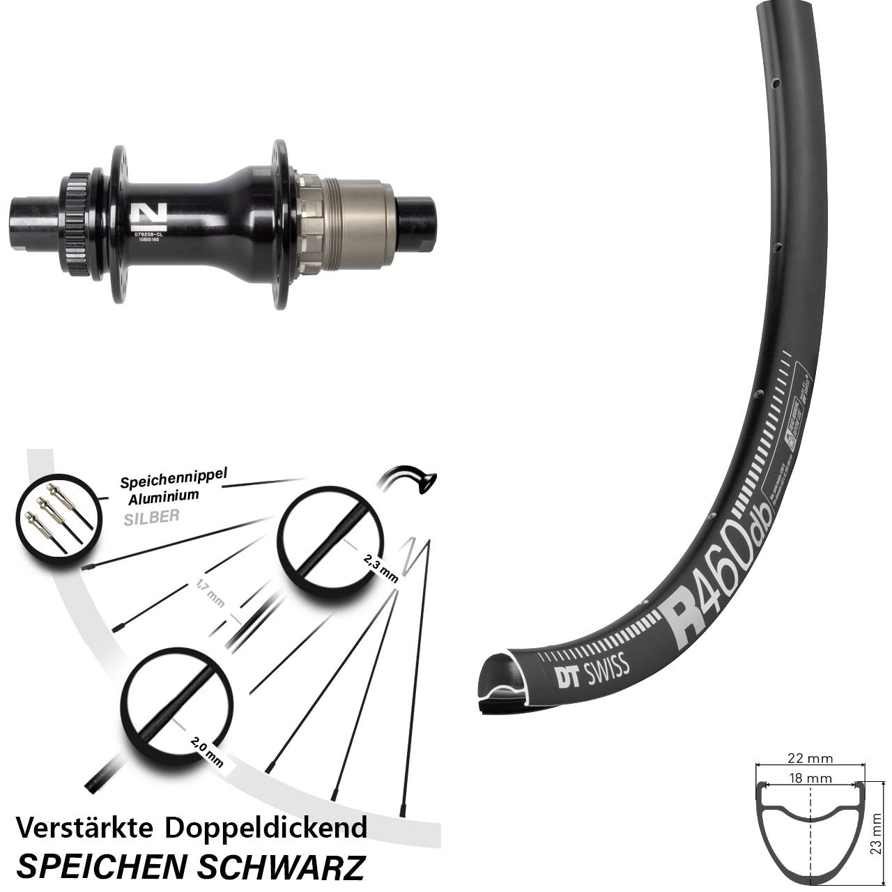 Hinterrad Centerlock 12x142 28 Zoll DT Swiss R460 Novatec D792SB XDR