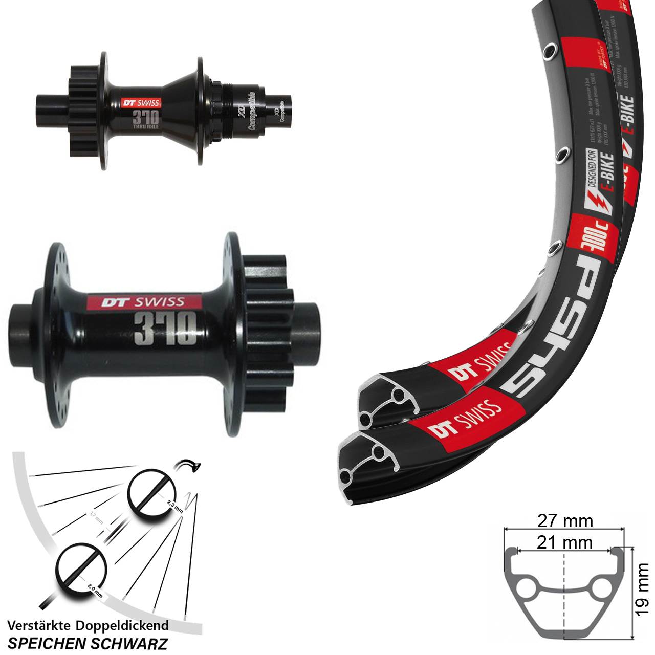 6-Loch Laufradsatz 26 Zoll DT Swiss 545d-370 XD 11-12 fach 15x100 12x142