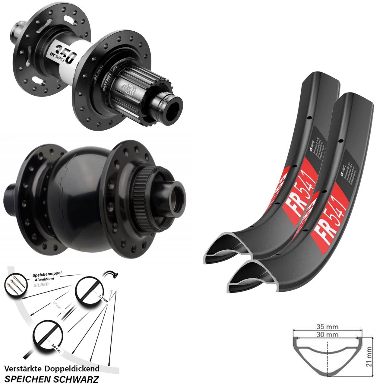 Centerlock Laufradsatz Boost 27,5 Zoll DT Swiss FR541 350 DEG 72 SON 28 Micro Spline