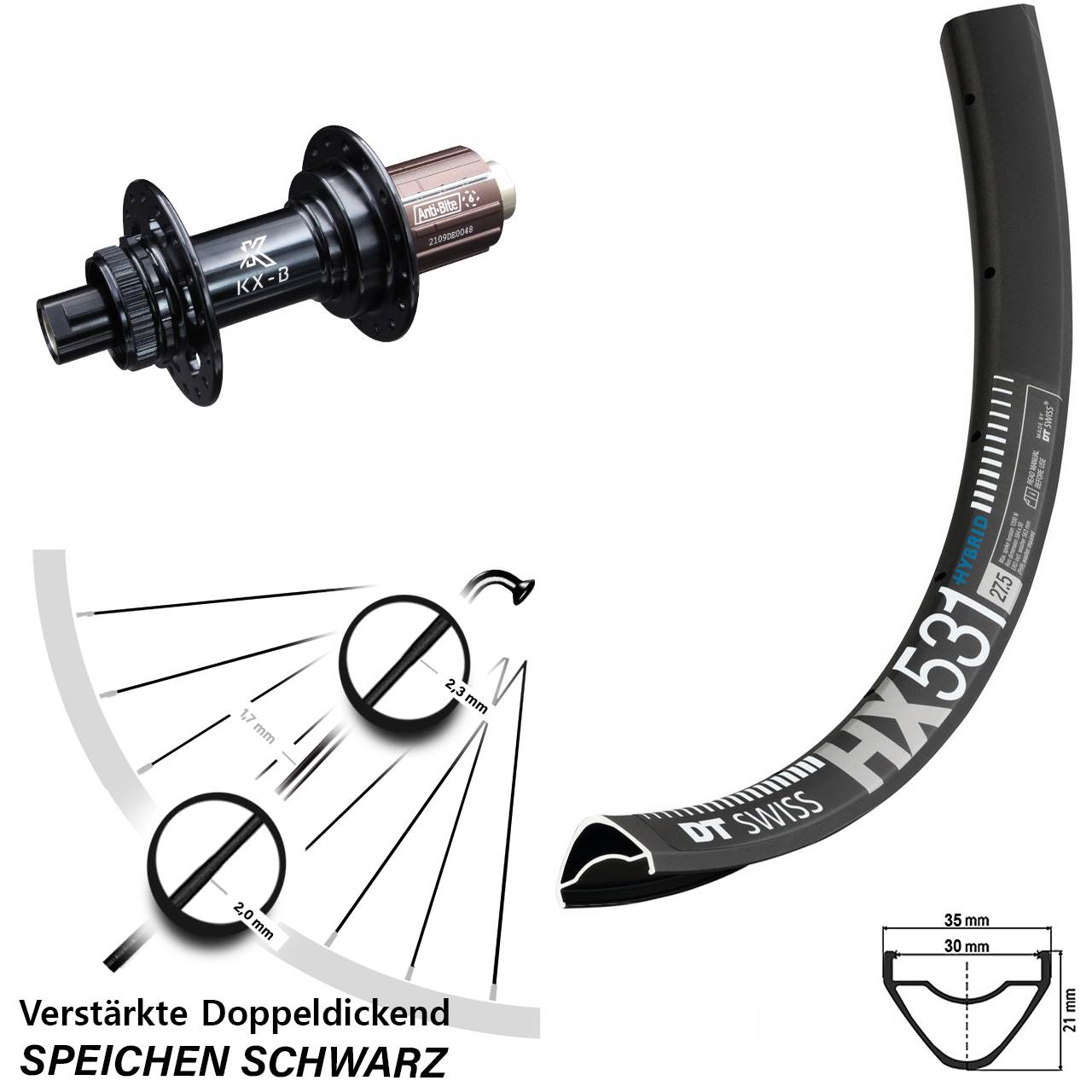 Disc Laufrad 29 Zoll DT Swiss HX 531 KX-B 8-12 fach 12x148 Boost