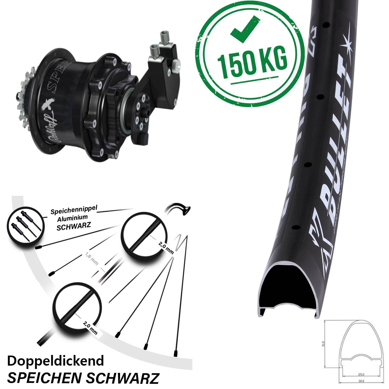 Disc Hinterrrad 29 Zoll KX Bullet Rohloff Speedhub CC DB OEM Tandem