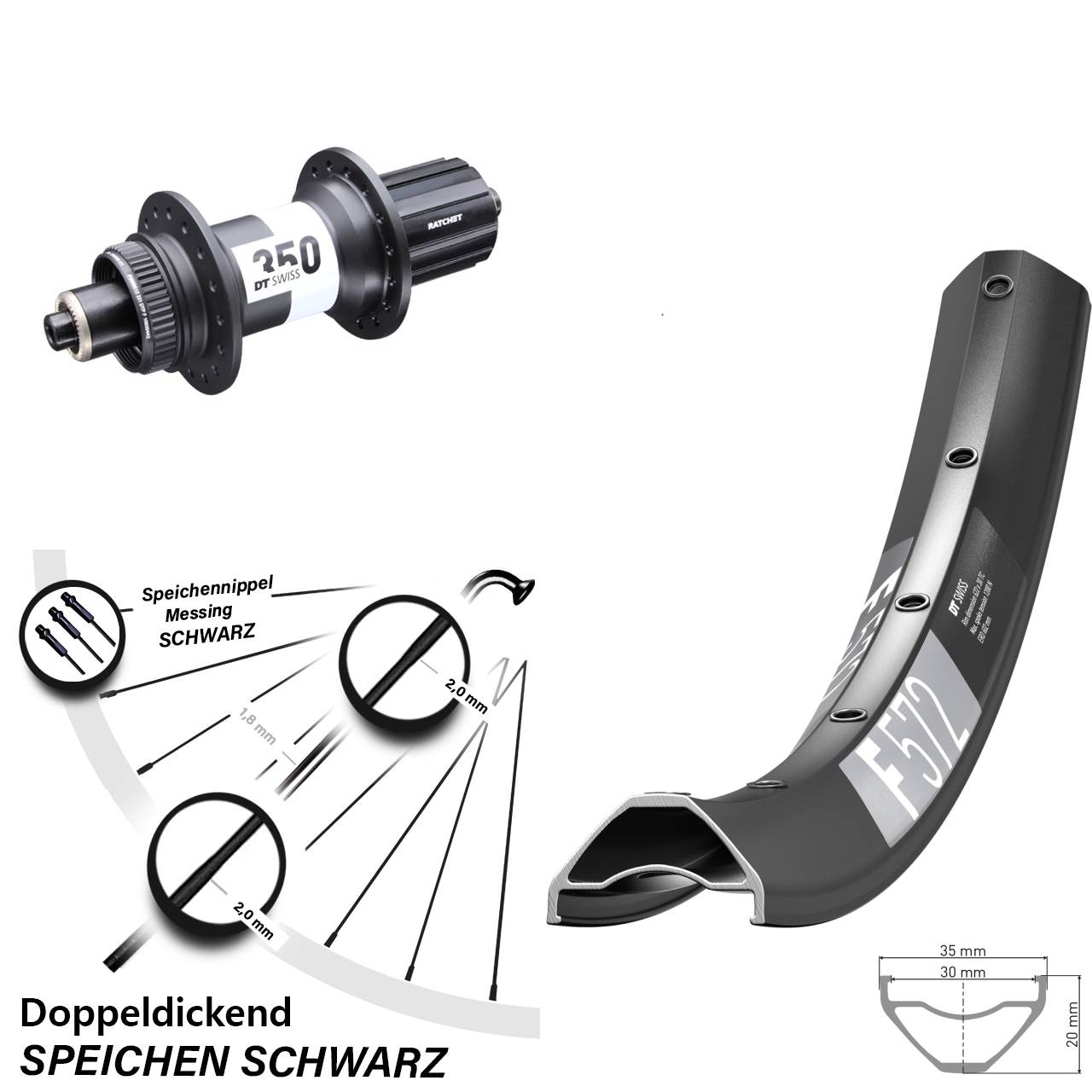 DT Swiss F 572-350 650B Disc Laufrad QR 8-11 fach