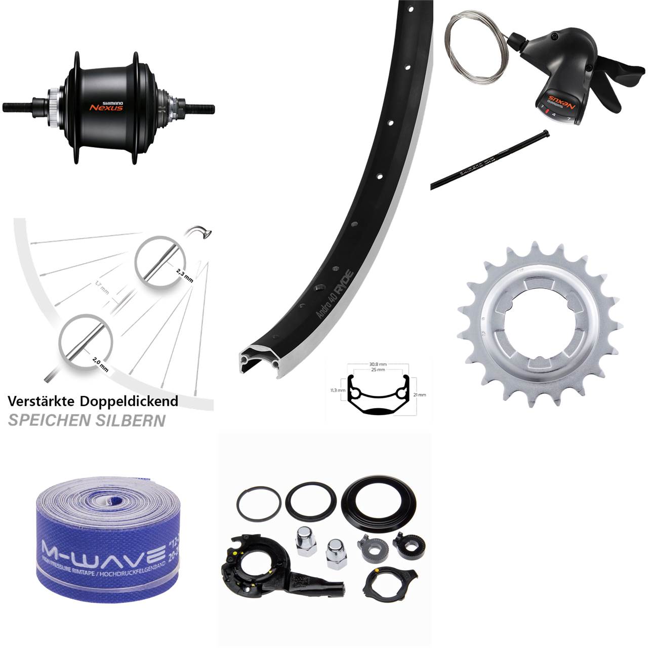 28 Zoll Ryde Andra 40 Hinterrad Shimano Nexus 7 Gang