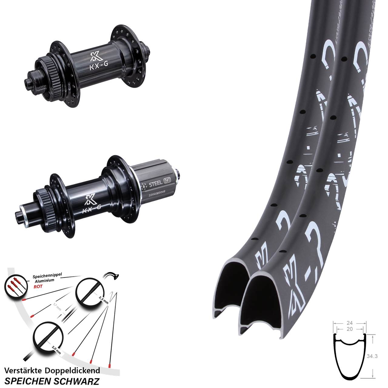 KX-R GS Road 29 Zoll Disc Laufrad-Satz QR 8-12 fach