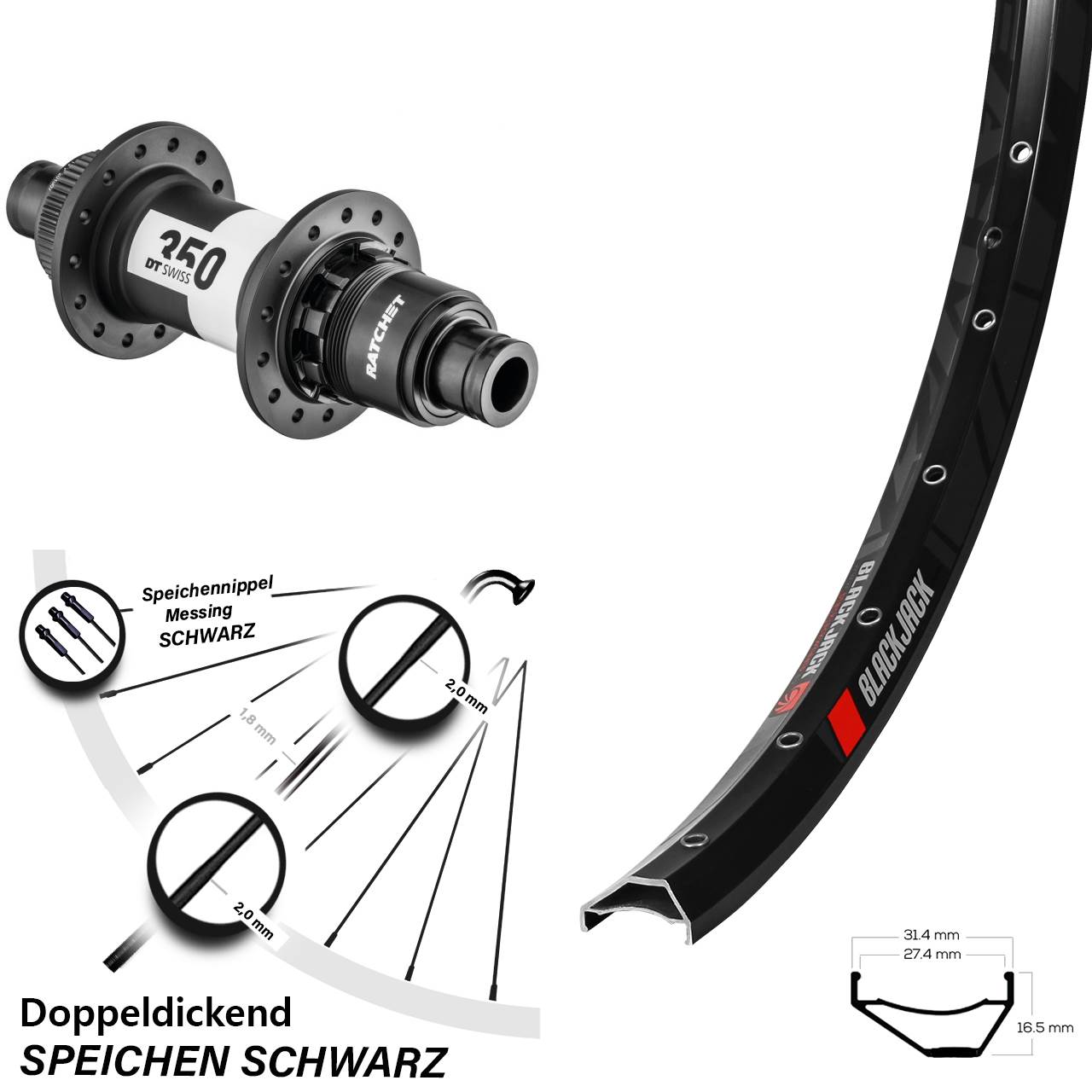 Centerlock Hinterrad 12x148 650B Rodi Ready 27 DT Swiss 350 XD 11-12 fach