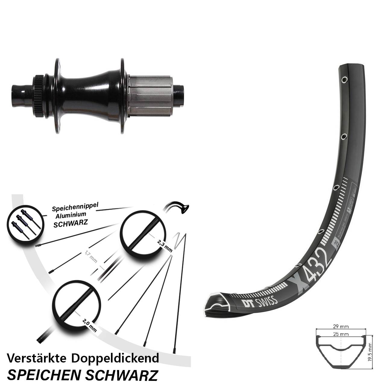 DT Swiss X432 Formula CL-142S 29 Zoll Hinterrad Centerlock 12x142 8-11 fach
