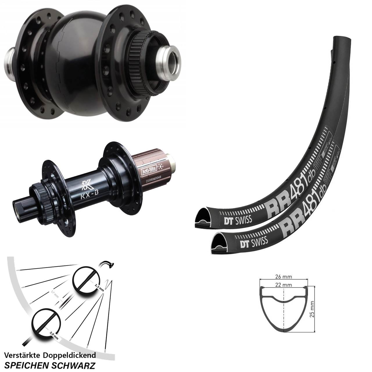 Disc Laufrad-Satz DT Swiss RR481 KX-B SON 28 Zoll 8-12 fach HG 12x110/148 Boost