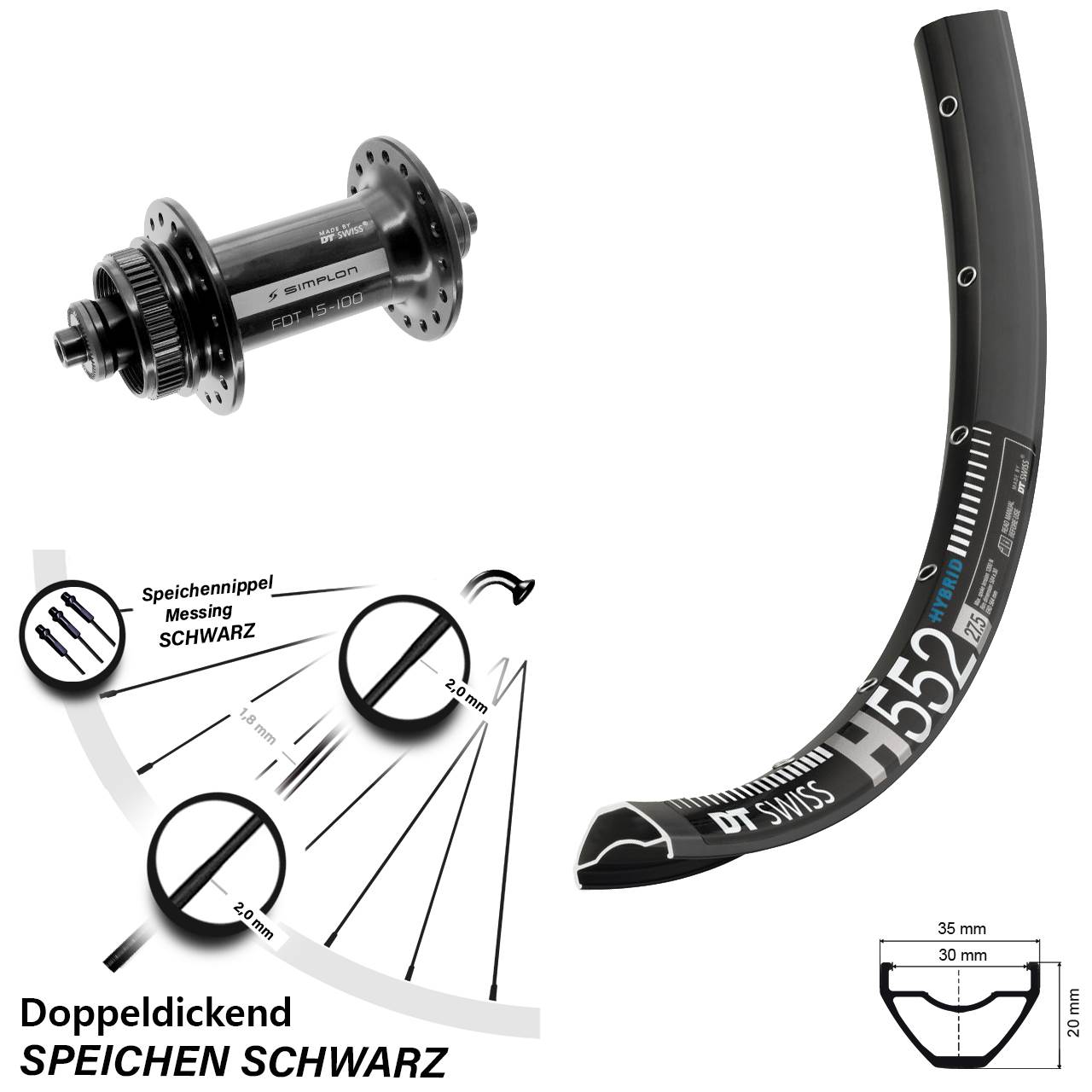DT Swiss H552-370 29 Zoll Disc Vorderrad