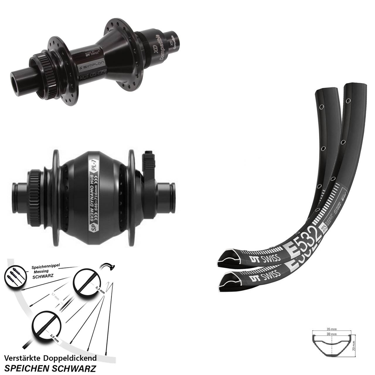 Centerlock Laufradsatz 12x100/142 27,5 Zoll DT Swiss E 532-370 Shutter PL-7 SRAM XD