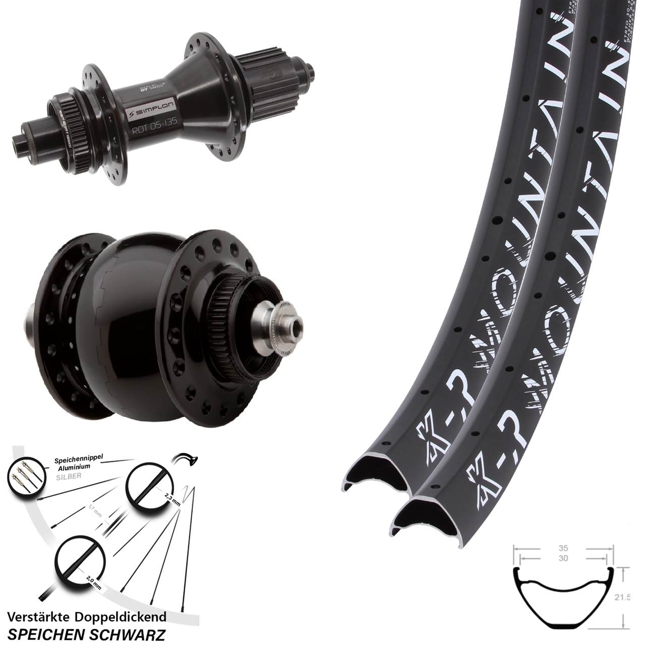 Laufradsatz Centerlock 29+ Zoll KX-R Mountain DT Swiss 370 Hybrid SONdelux Micro Spline QR