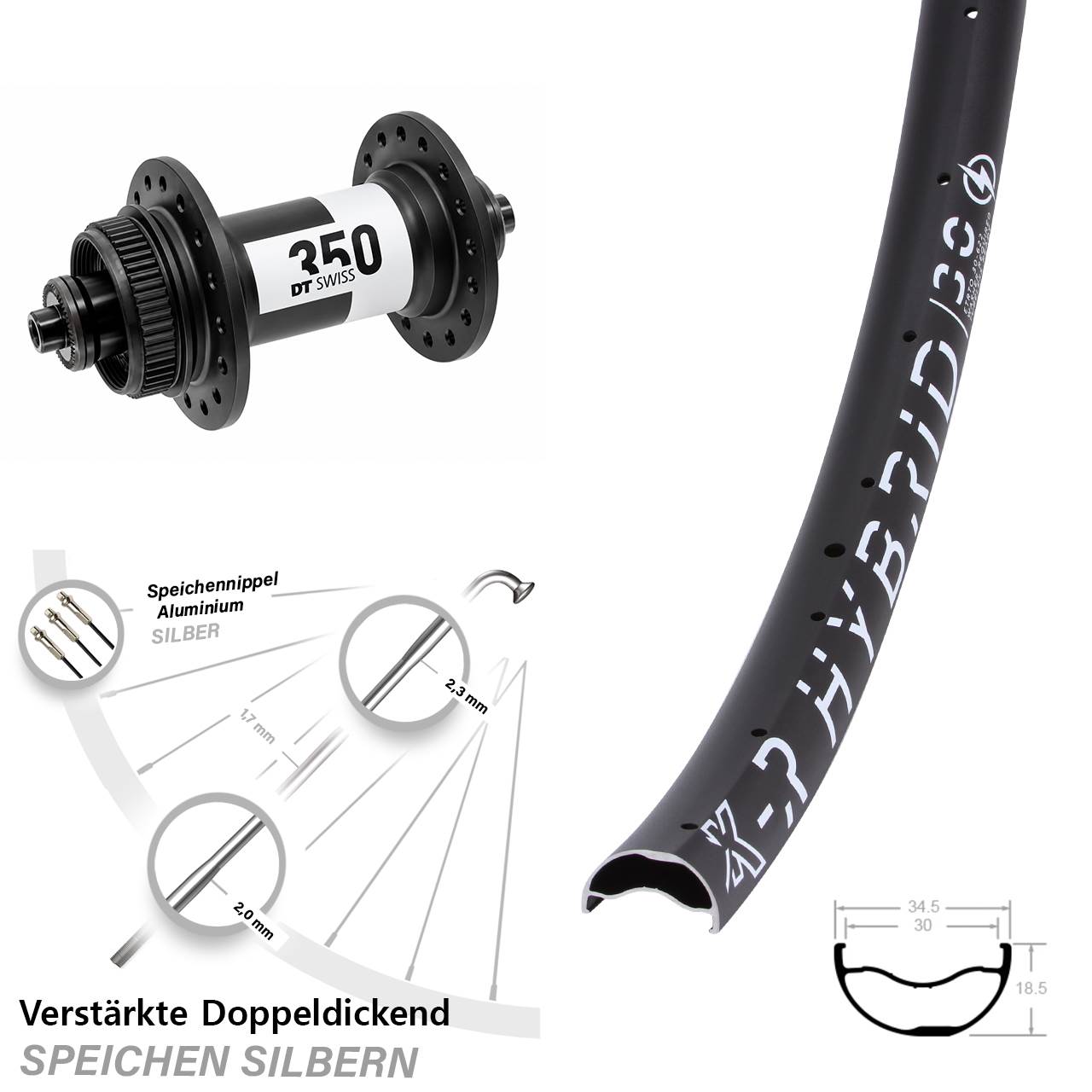 Centerlock Vorderrad QR 29 Zoll KX-R Hybrid 30 DT Swiss 350