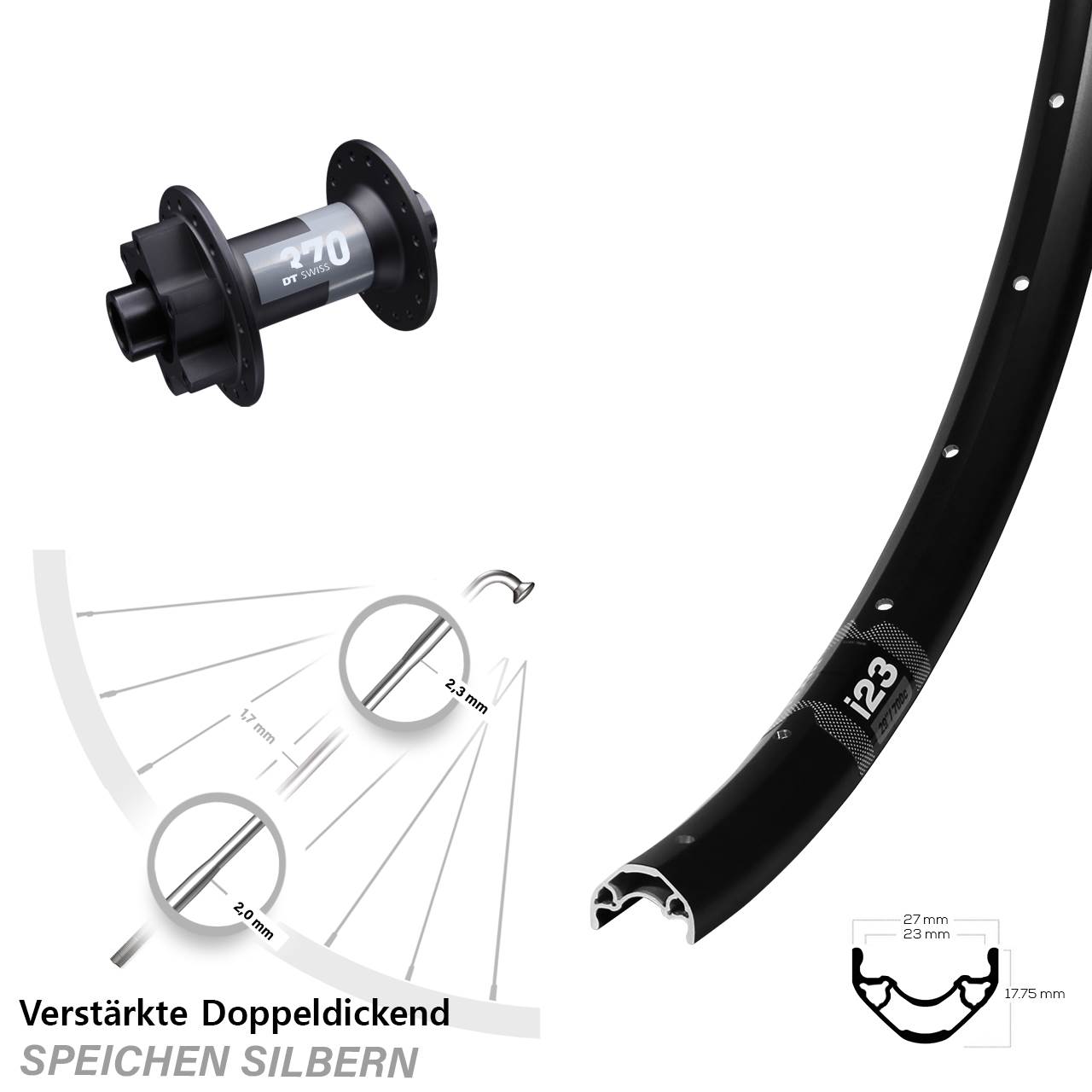 WTB i23 DT Swiss 370 29 Zoll Vorderrad 6-Loch 12x100