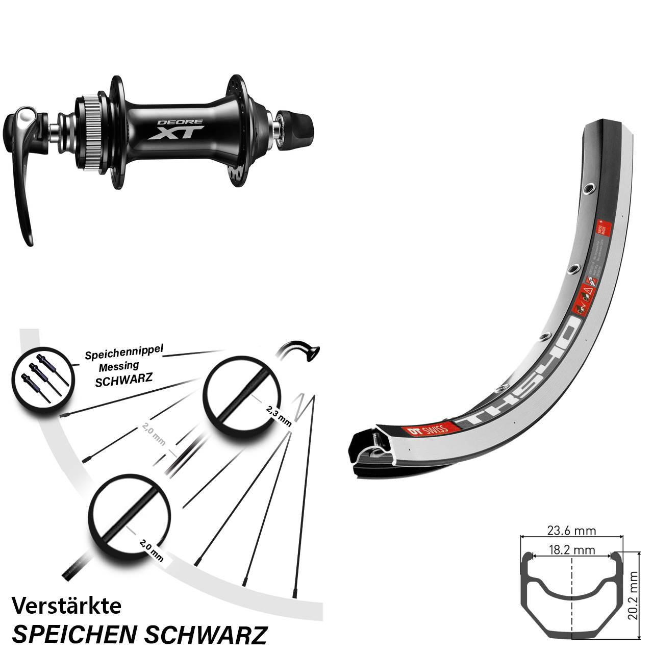 Shimano XT Vorderrad 28 Zoll DT Swiss TK540