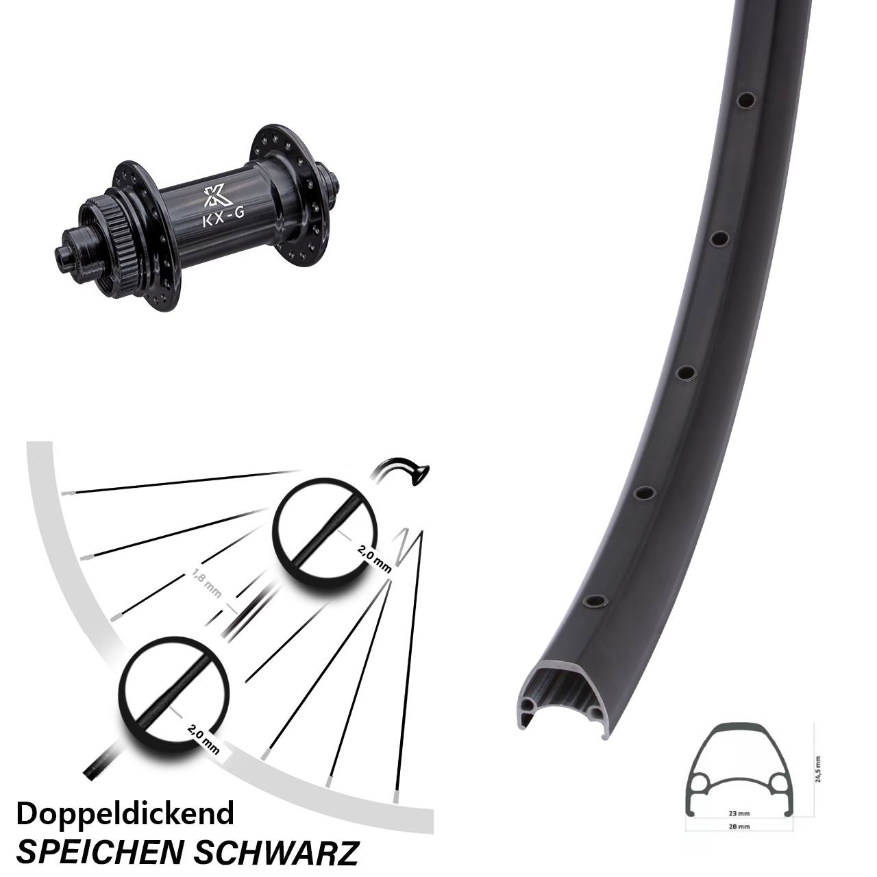 Ambrosio Sport KX-G 28 Zoll Vorderrad Centerlock für Schnellspanner