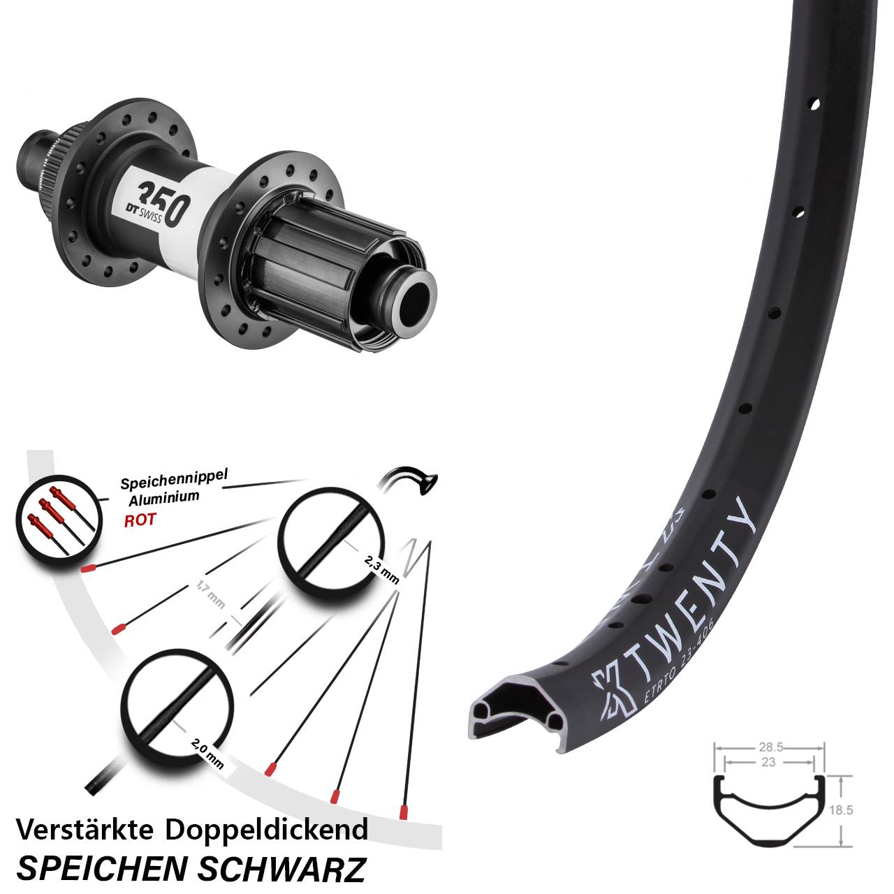 Boost Disc Hinterrad 12x148 20 Zoll KX Twenty DT Swiss 350 8-11 fach