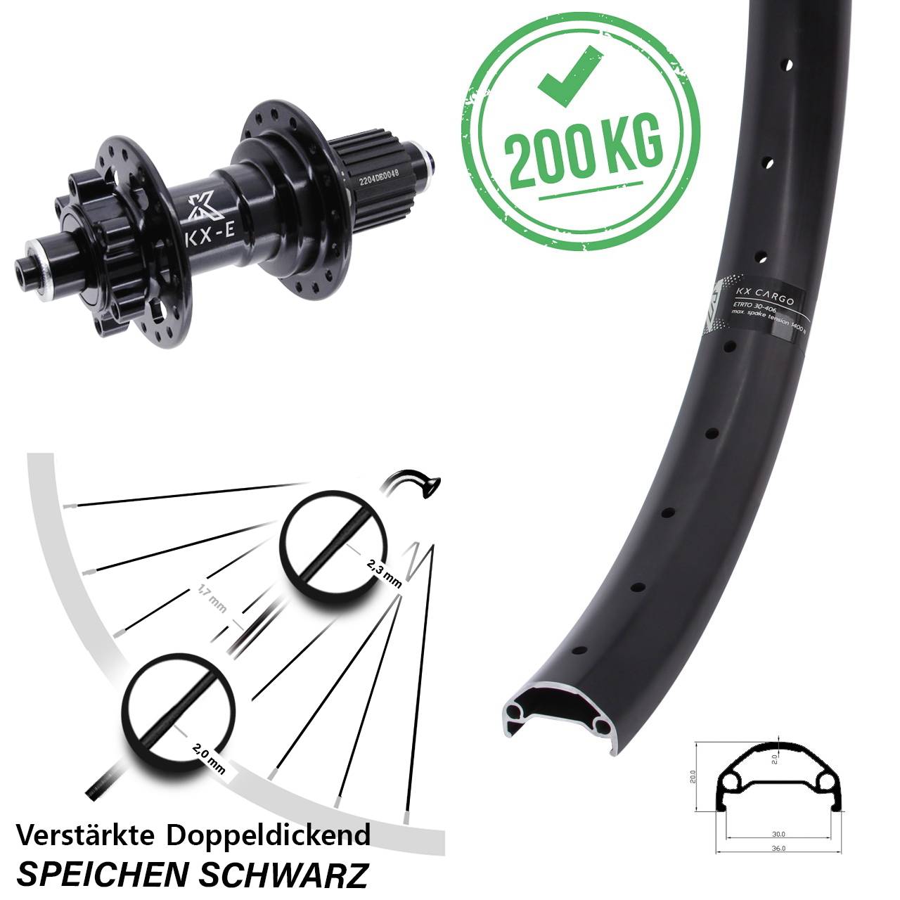 KX-E Cargo 29 Zoll Disc Hinterrad QR Shimano Micro Spline