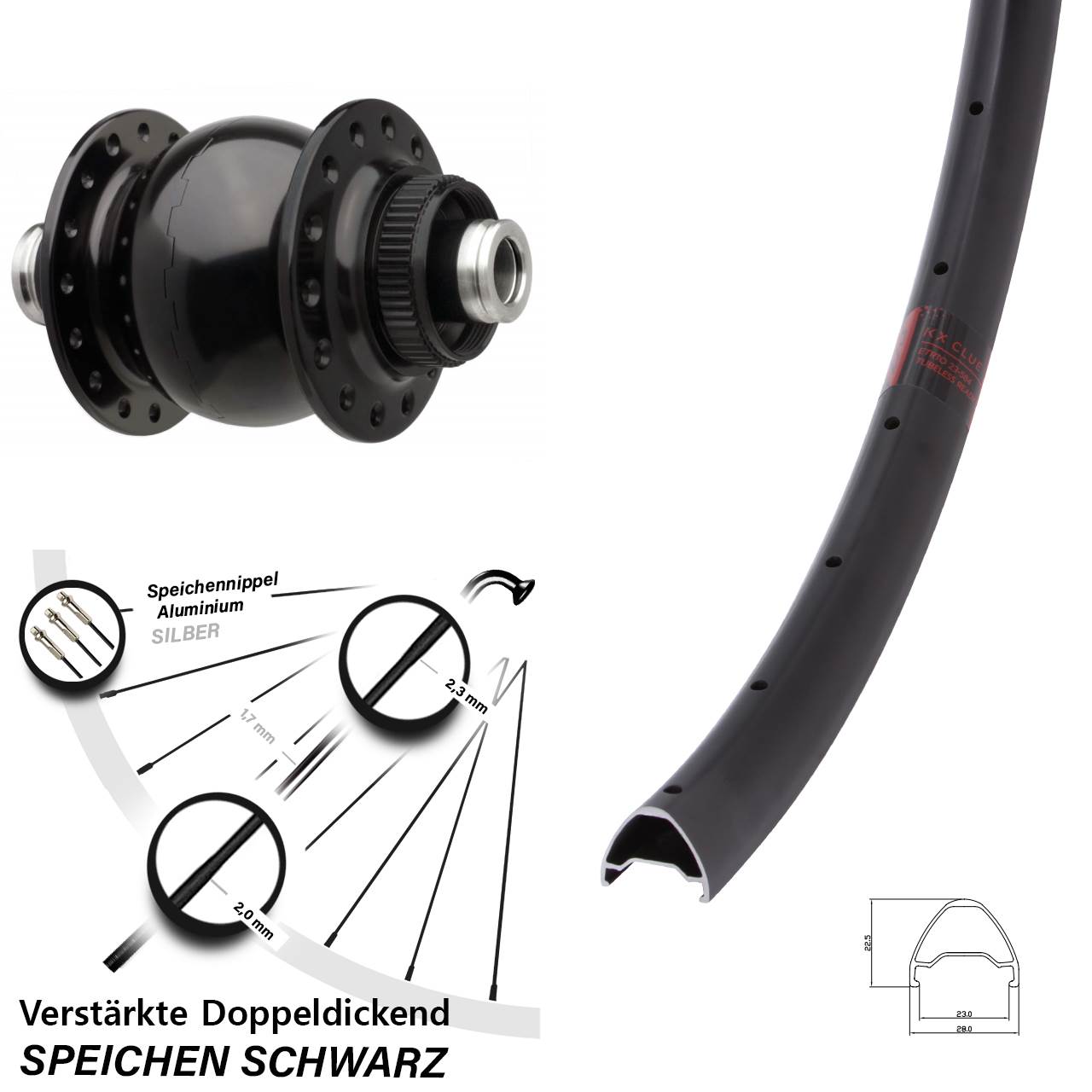 28-29 Zoll KX Clue SON 28 Centerlock Vorderrad mit Nabendynamo 12x110 Boost