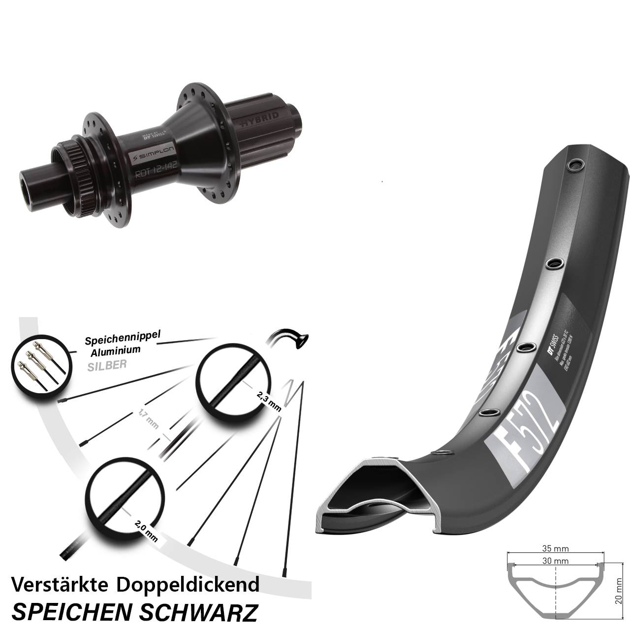 Hinterrad Centerlock 27,5 Zoll DT Swiss F572-370 Hybrid 8-11 fach 12x142