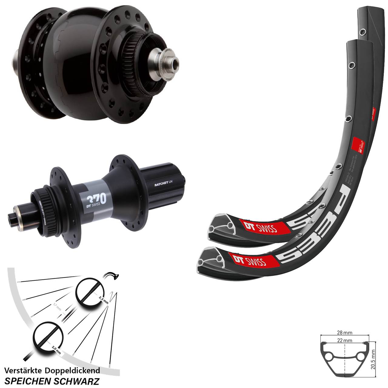 Centerlock Laufradsatz 27,5 Zoll DT Swiss 533 D DT Swiss 370 SON 28 8-12 fach HG QR
