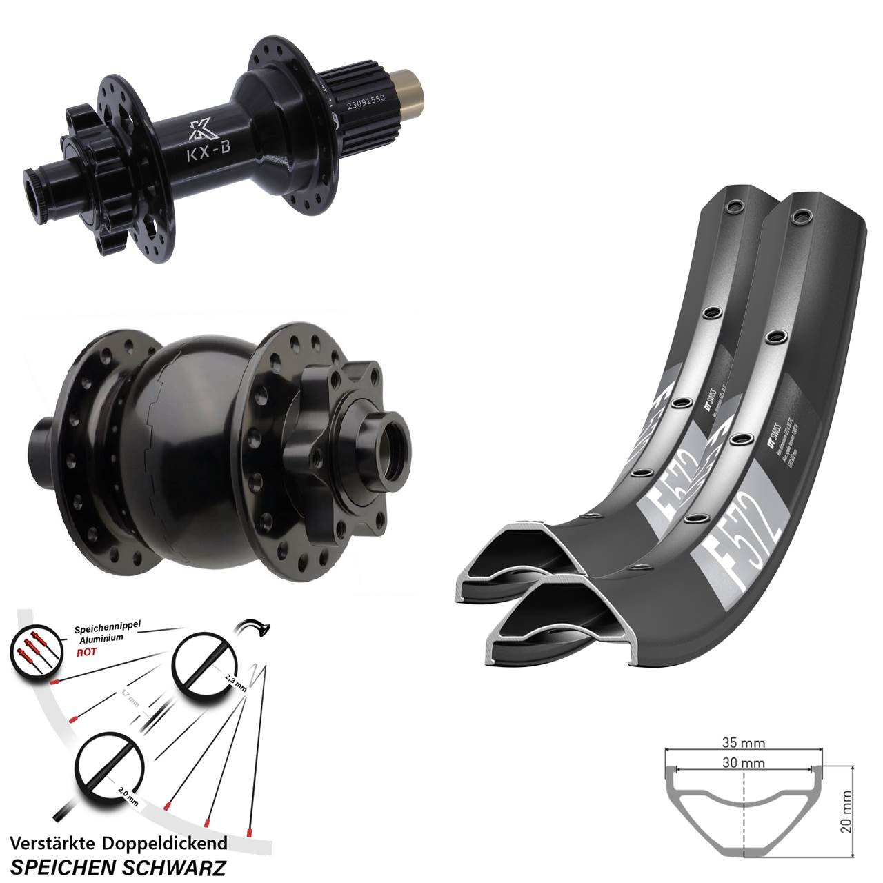 6-Loch Laufradsatz 650B DT Swiss F 572 KX-B SON 28 Shimano Micro Spline 15x110 12x148