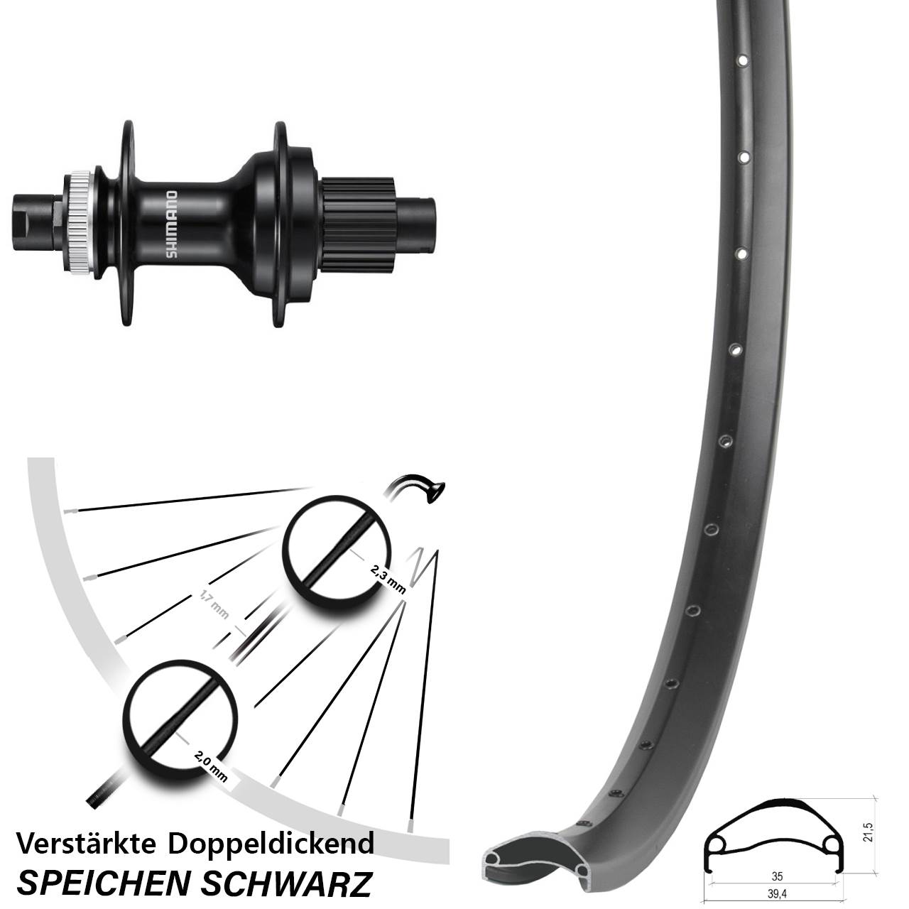 29 Zoll Ambrosio E35 Shimano FH-MT510 Hinterrad Centerlock 12x142 Micro Spline