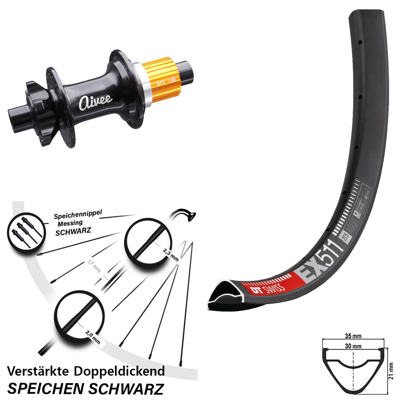 Disc Hinterrad 29 Zoll DT Swiss EX 511 Aivee Shimano Micro Spline 12x148