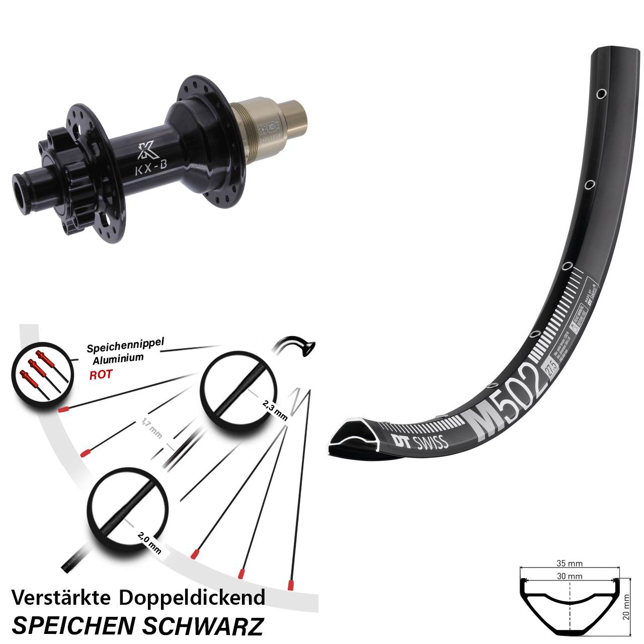 Boost Disc Laufrad 12x148 29 Zoll DT Swiss M 502 KX-B XD 11-12 fach