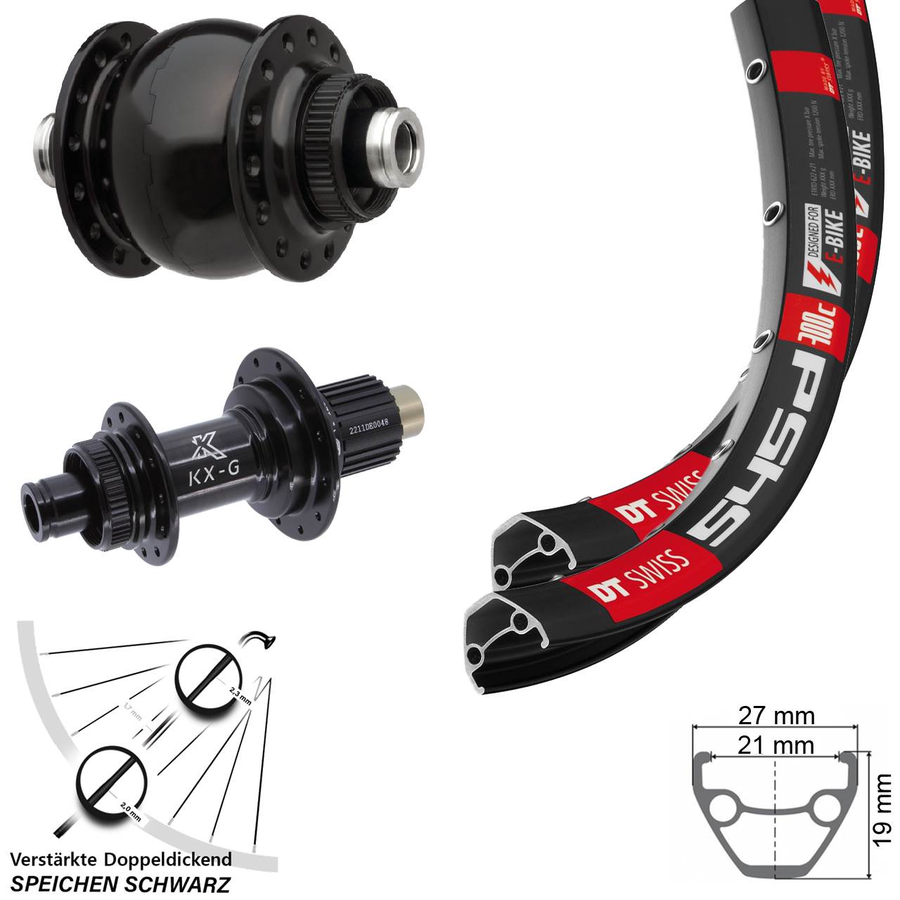 29 Zoll DT Swiss 545d KX-G SON 28 Disc Laufrad-Satz 12x100/142 Shimano Micro Spline