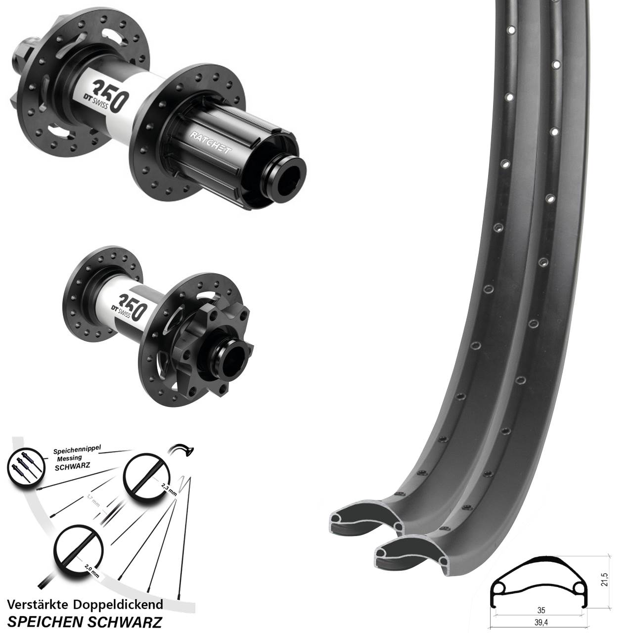 Ambrosio E35 DT Swiss 350 29 Zoll Disc Laufradsatz 15x100 12x142 8-11 fach HG