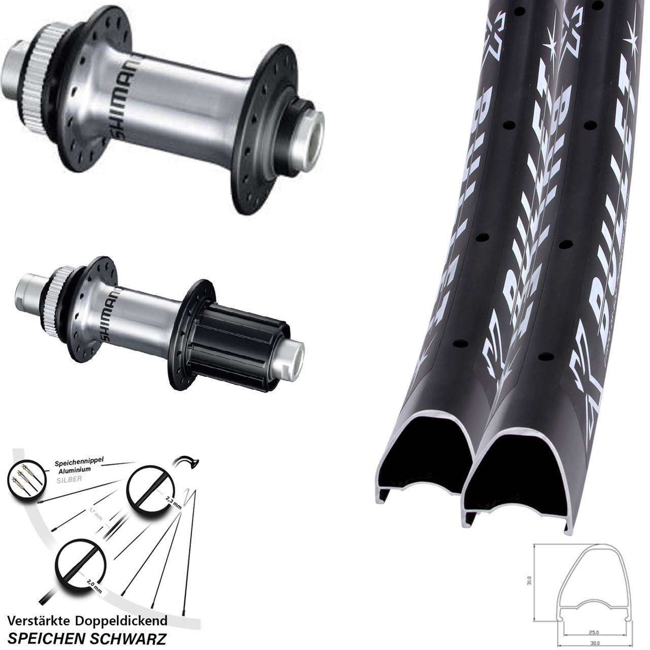 Disc Laufradsatz 28 Zoll KX Bullet OS Shimano GRX Shimano RS770 8-12 fach 12x100/142