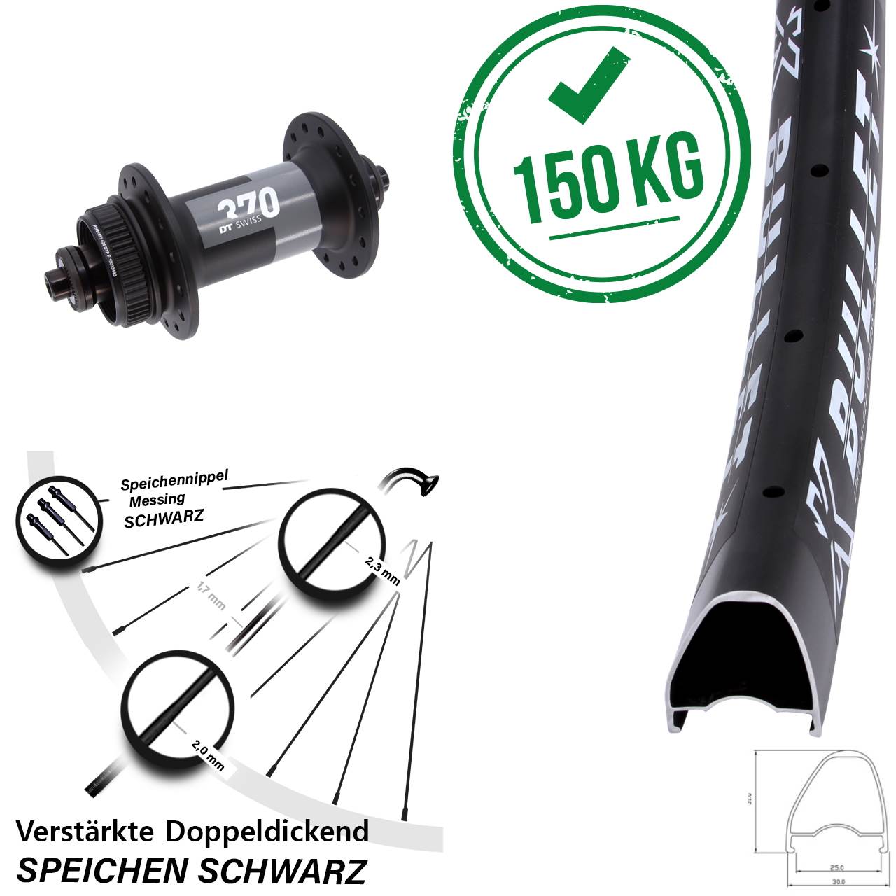 28 Zoll KX Bullet OS DT Swiss 370 Road Disc Laufrad QR
