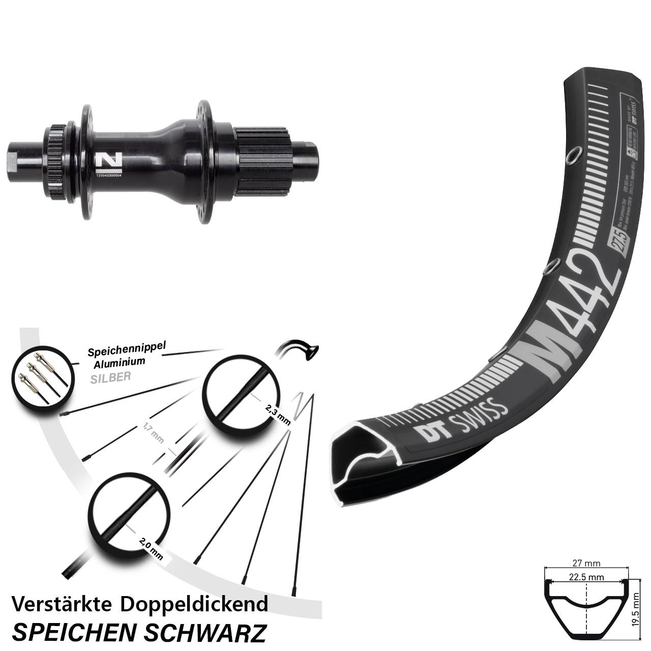 DT Swiss M442 Novatec D792 29 Zoll Hinterrad Centerlock 12x142 Micro Spline