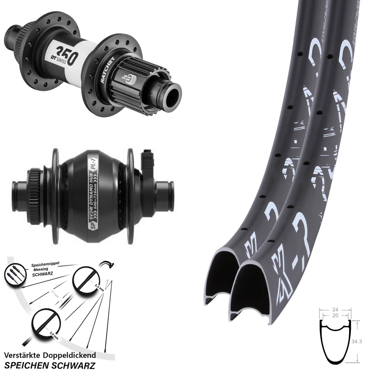28 Zoll KX-R Road SP PL-7 DT Swiss 350 Micro Spline Centerlock Laufradsatz 12x100/142