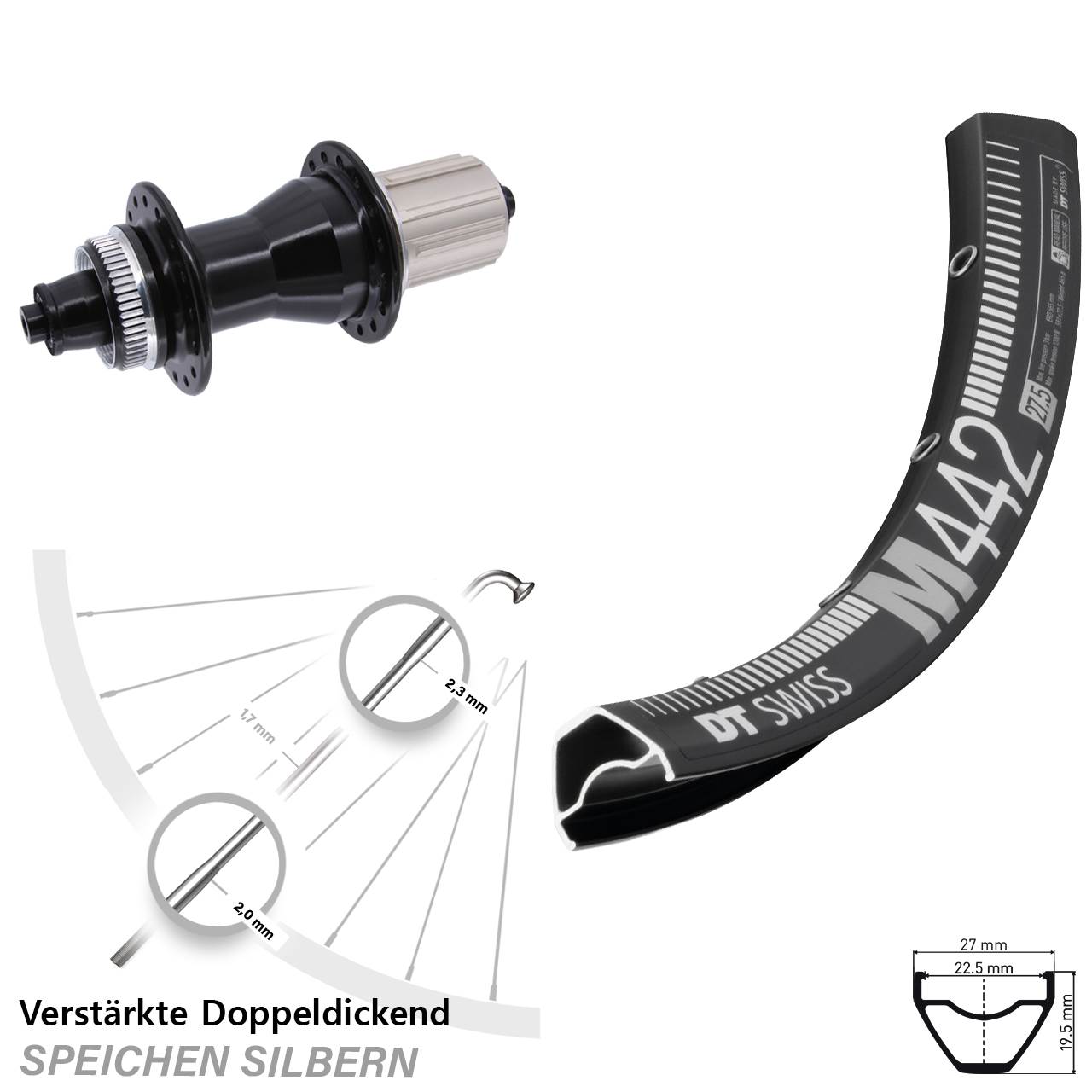 DT Swiss M 442 Novatec CL-135 28 Zoll Hinterrad Centerlock QR 8-12 fach HG