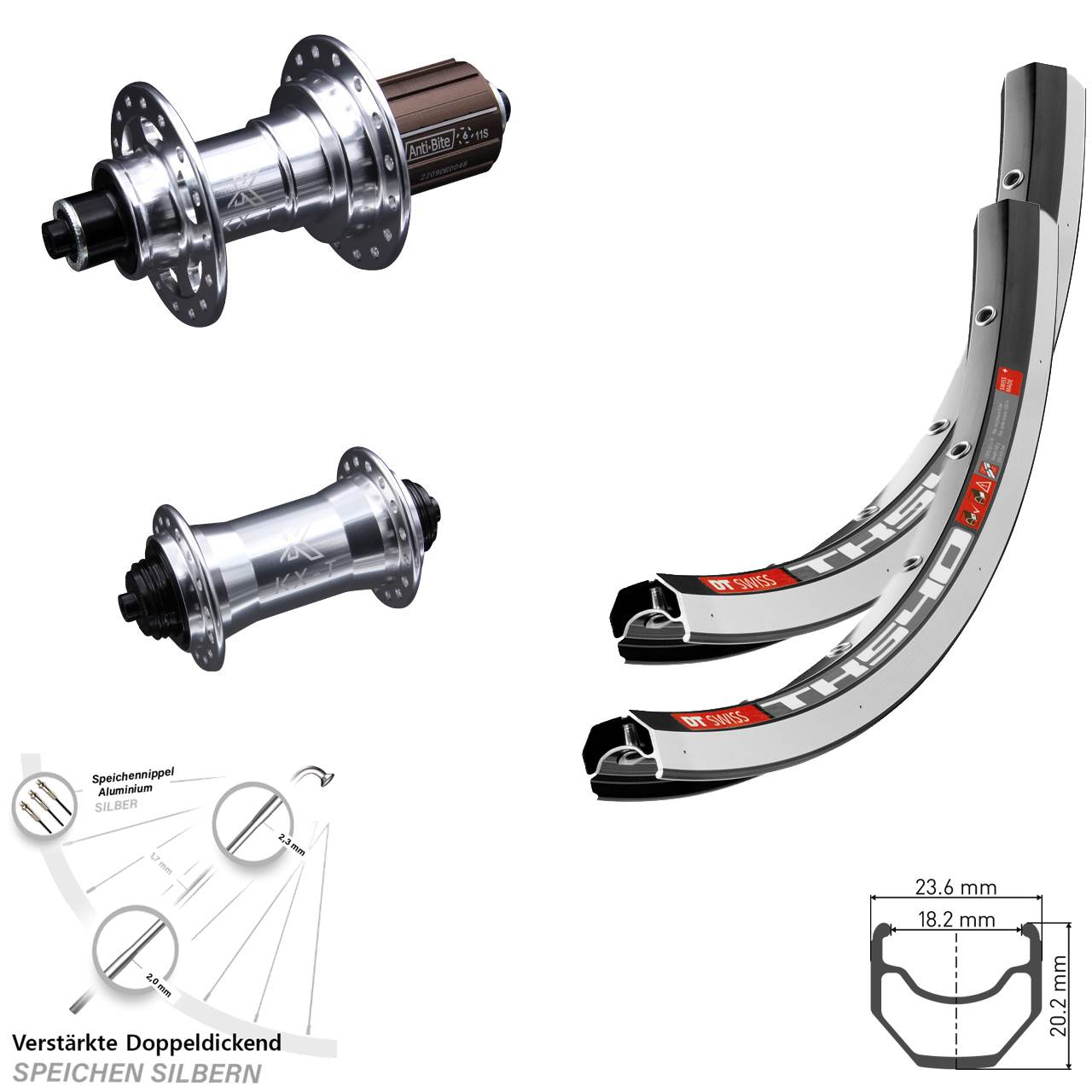 DT Swiss TK 540 KX-T verstärkt 28 Zoll Laufradsatz QR 8-12 fach