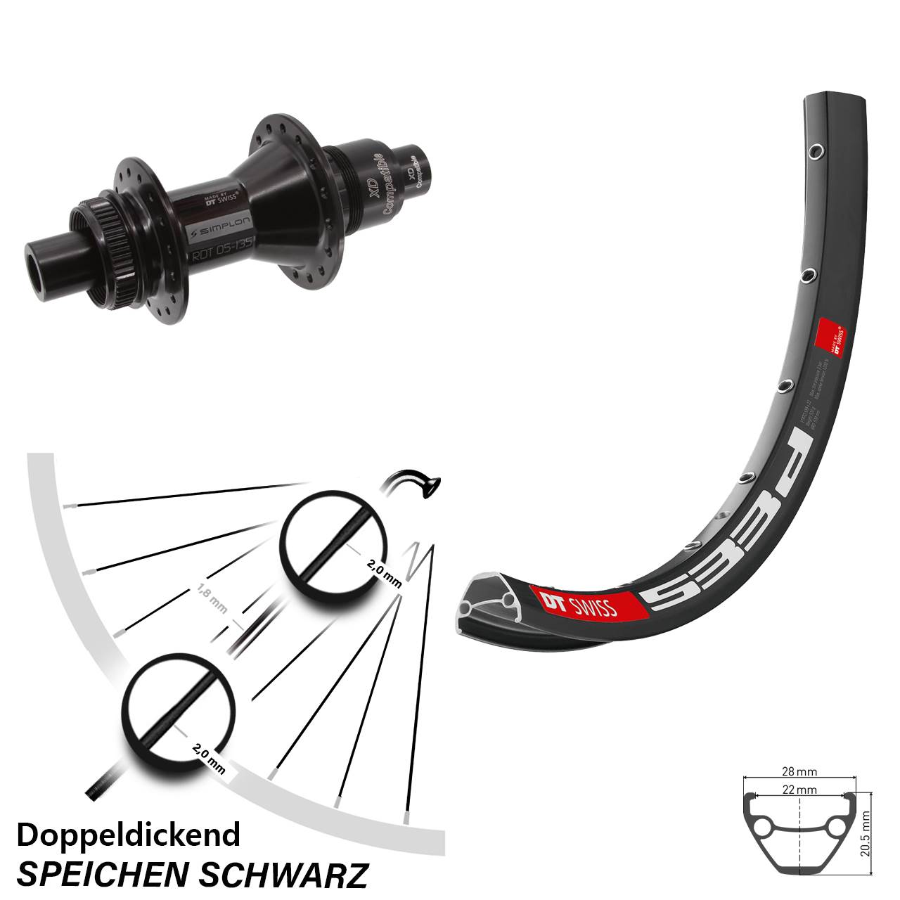 Centerlock Hinterrad 12x142 28-29 Zoll DT Swiss 533d-370 XD