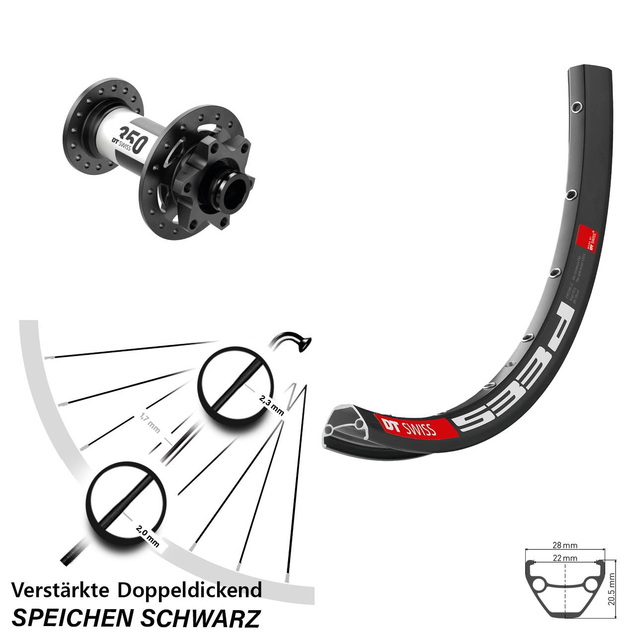 Disc Laufrad 26 Zoll DT Swiss 533 D-350 15x100