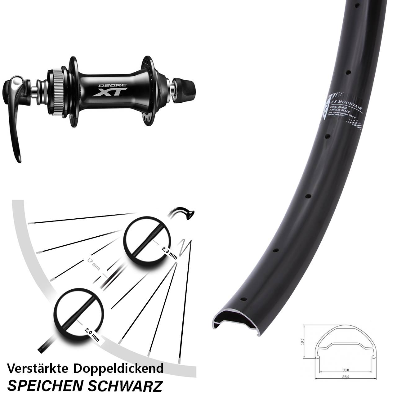 29 Zoll KX Mountain Shimano HB-M8000 Vorderrad Centerlock QR