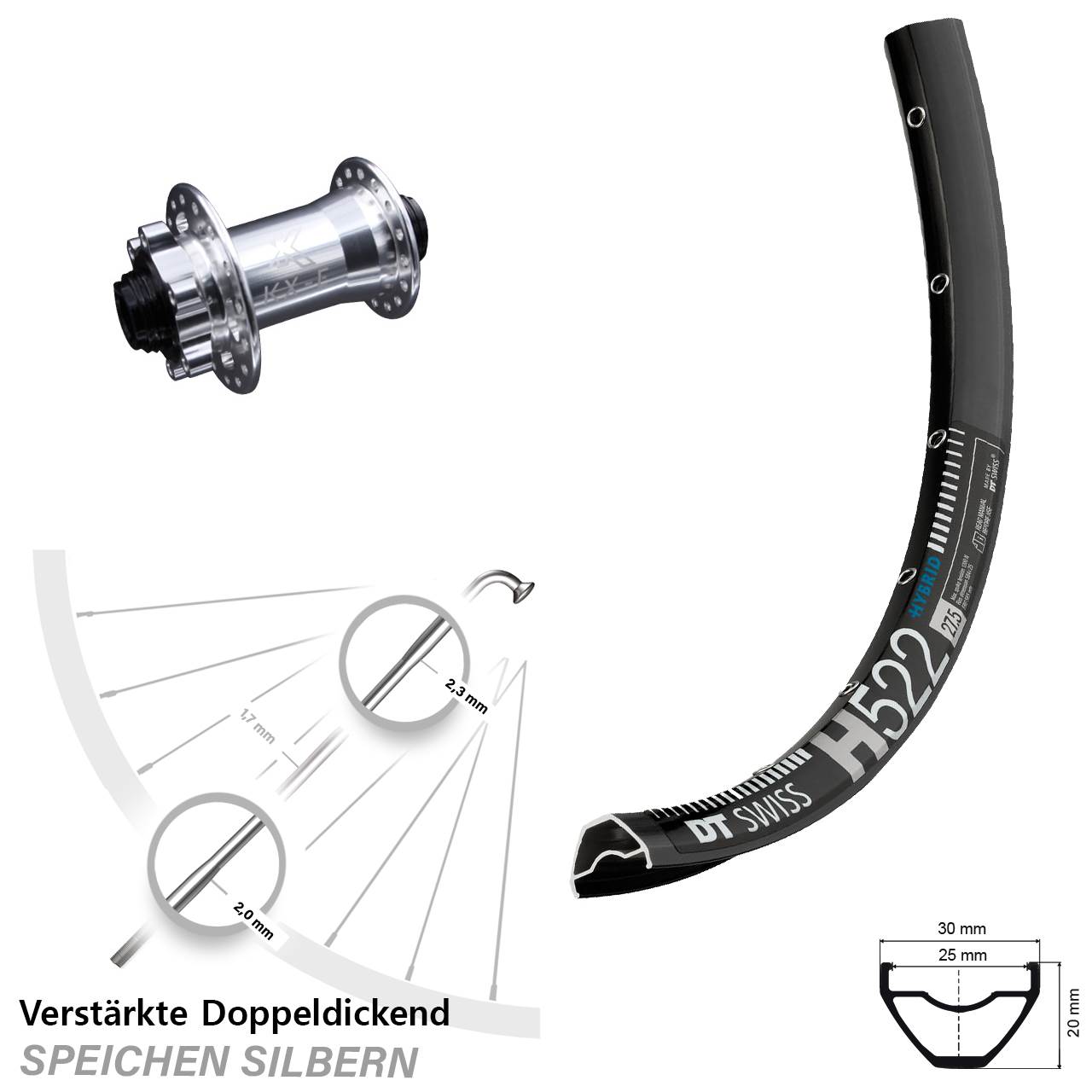 Disc Laufrad 29 Zoll DT Swiss H 522 KX-E 4 Kugellager 15x100