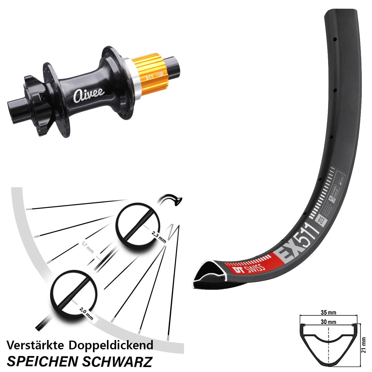 Disc Hinterrad 29 Zoll DT Swiss EX 511 Aivee Shimano Micro Spline 12x148