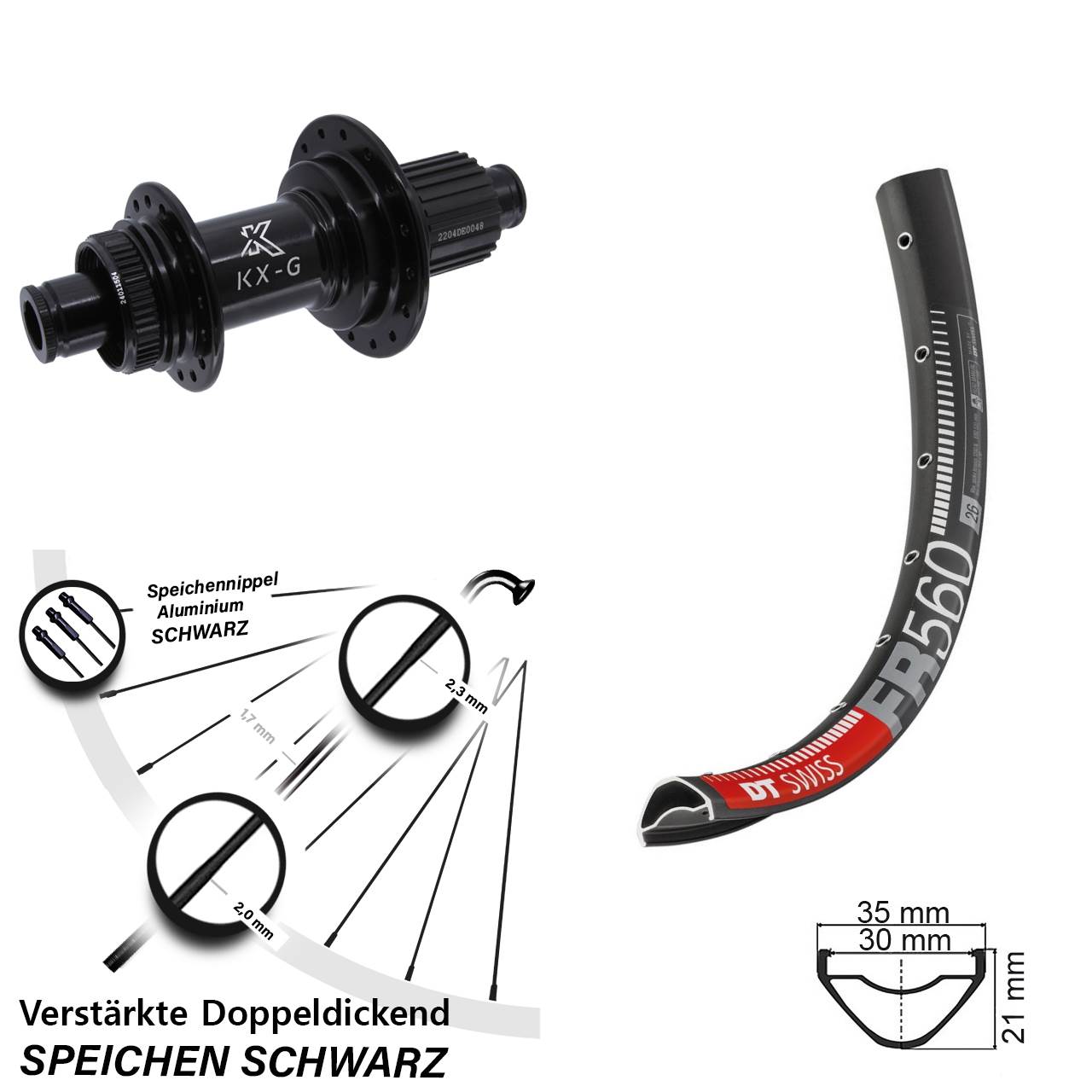 Disc Hinterrad 26 Zoll DT Swiss FR560 KX-GS verstärkt Micro Spline 12x142