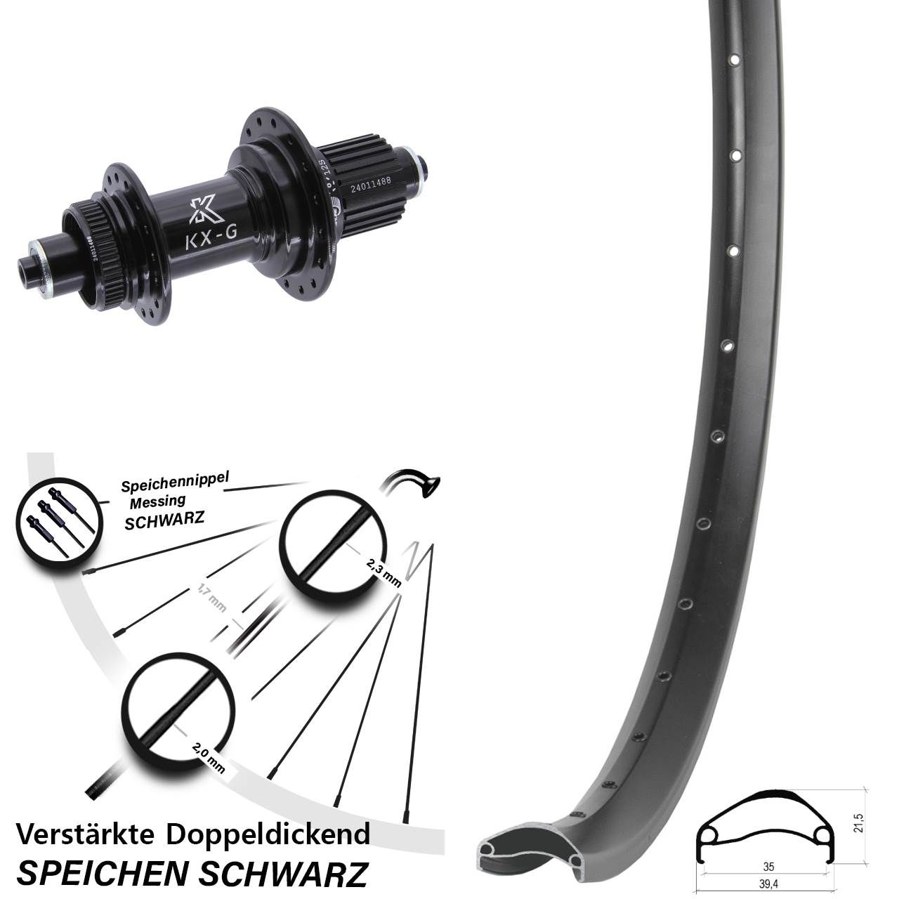 29 Zoll Ambrosio E35 KX-G Disc Hinterrad für Schnellspanner Micro Spline