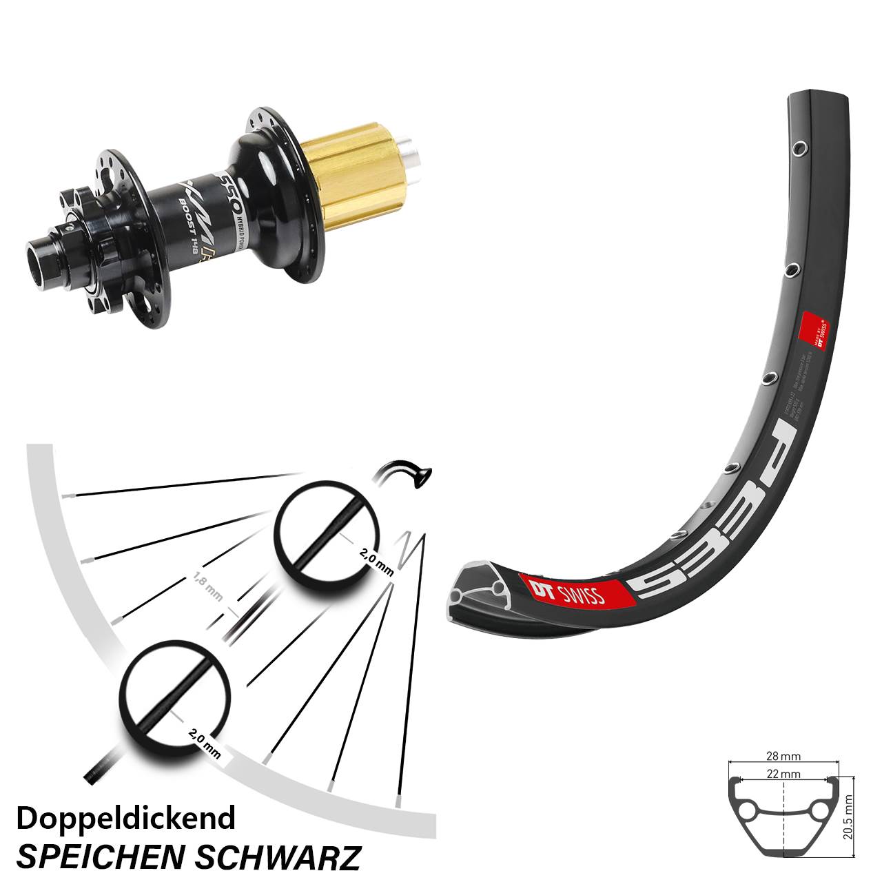 Disc Laufrad 12x148 28-29 Zoll DT Swiss 533d Miche XMH 550 8-11 fach HG