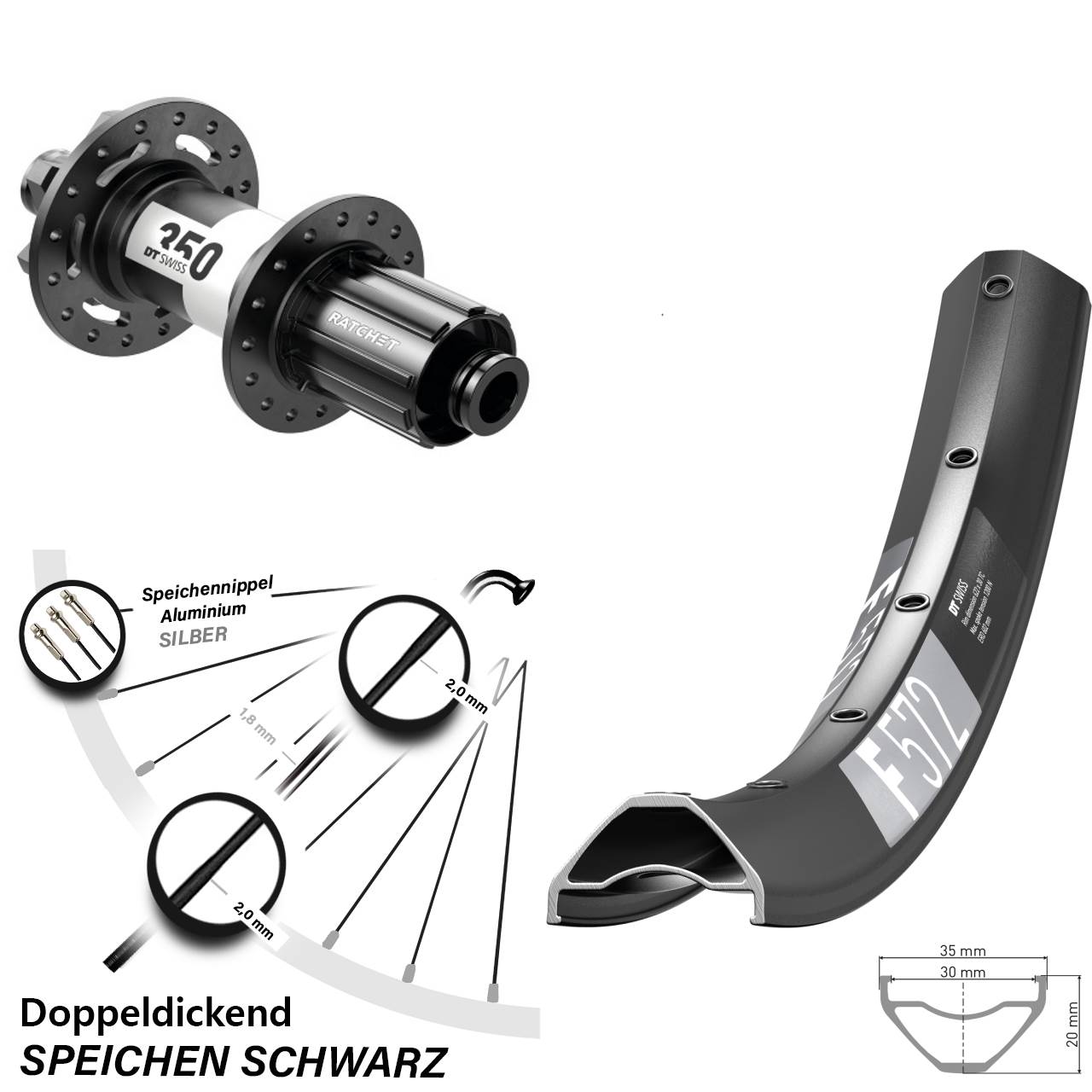 Disc Laufrad 29 Zoll DT Swiss F572-350 8-11 fach 12x142