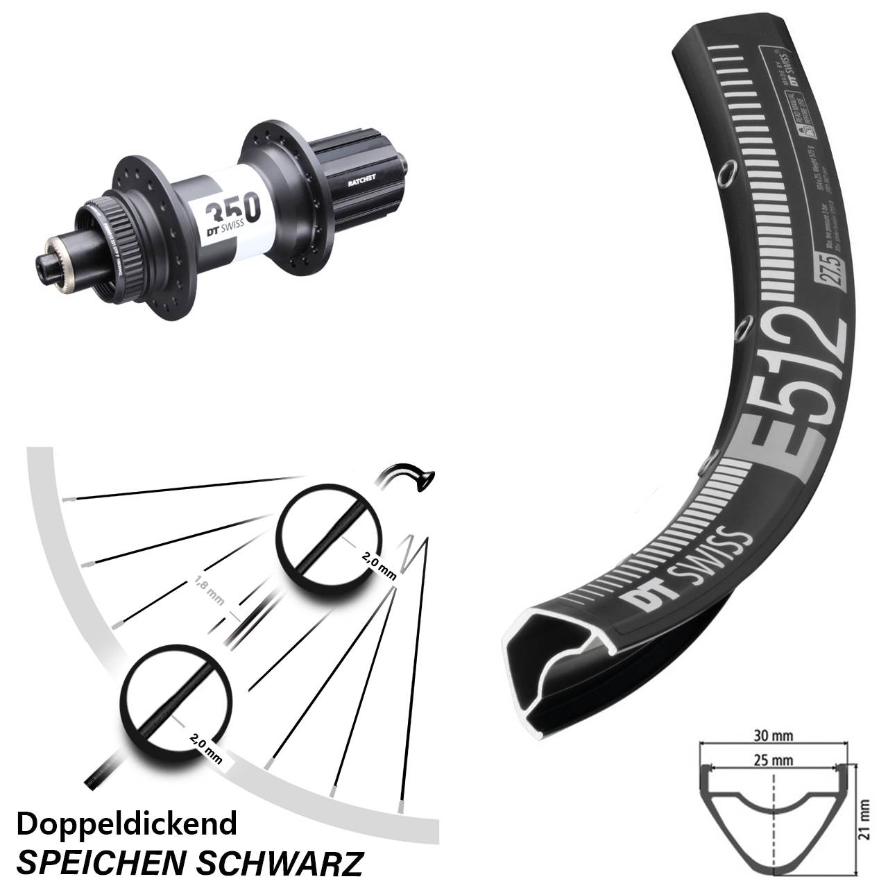 Boost Disc Laufrad QR 29 Zoll DT Swiss E512-350 8-11 fach