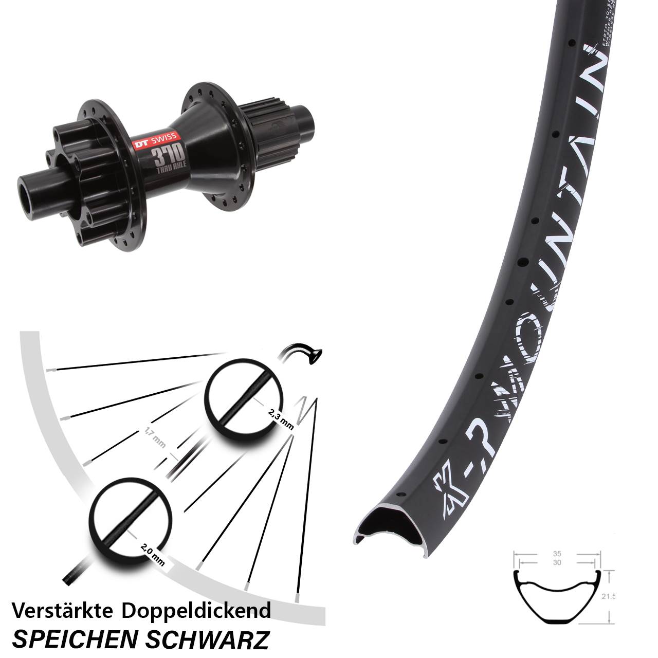 29 Zoll KX-R Mountain DT Swiss 370 Disc Laufrad 12x142 Micro Spline