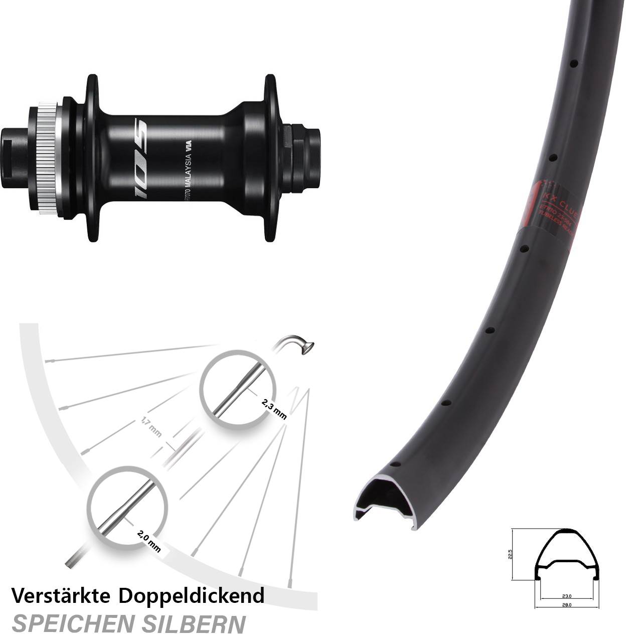 Vorderrad Centerlock 12x100 29 Zoll KX Clue Shimano 105 HB-R7070